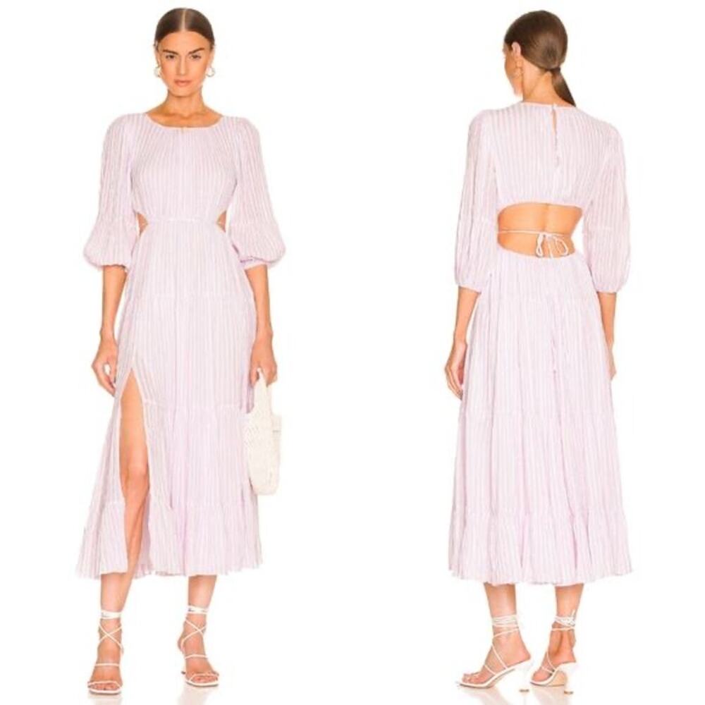 Cinq à Sept NWT Lyle Lilac & White Striped Cutout Midi Dress Size 6